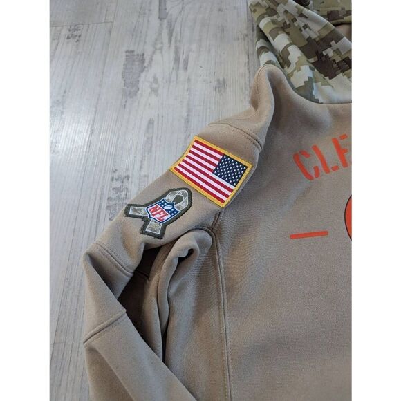 Nike Dri -Fit On Field Apparel Cleveland Browns Hooded sweatshirt kid's M camo‎ - Picture 2 of 9